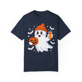 Ghost with Pumpkin and Coffee T-shirt