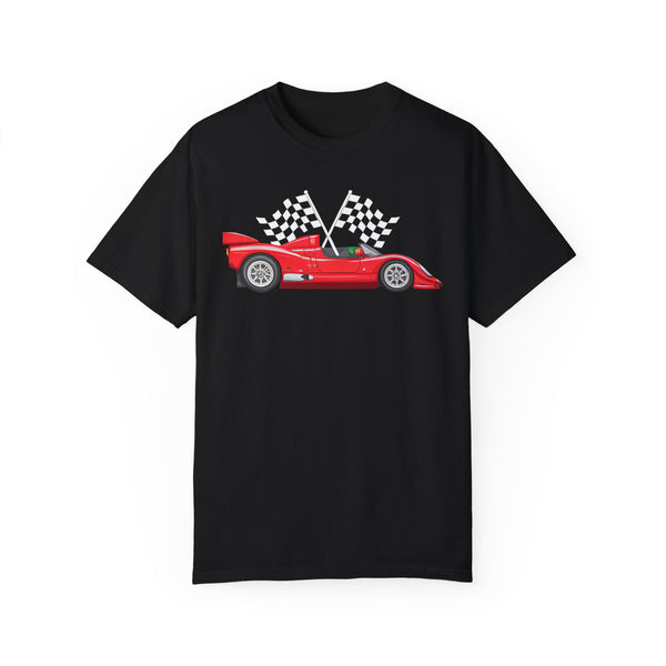 Checkered flags Red Race Car T-shirt