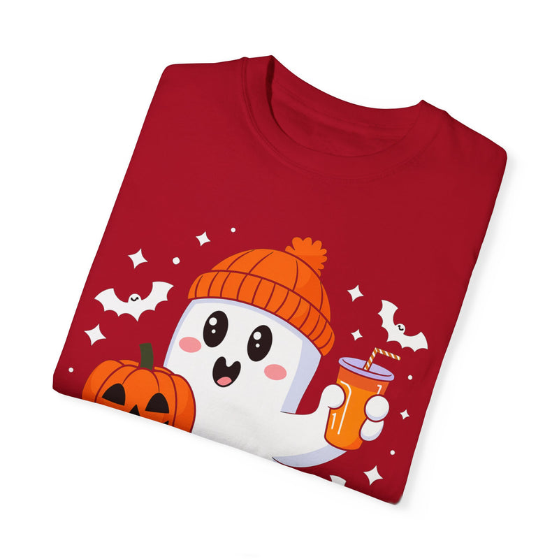 Ghost with Pumpkin and Coffee T-shirt