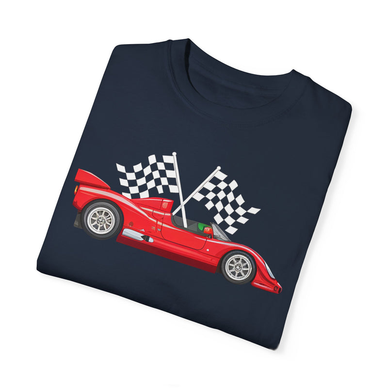 Checkered flags Red Race Car T-shirt