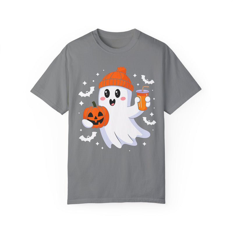 Ghost with Pumpkin and Coffee T-shirt