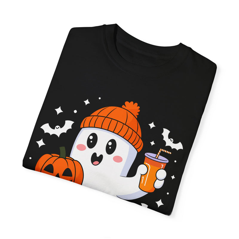 Ghost with Pumpkin and Coffee T-shirt